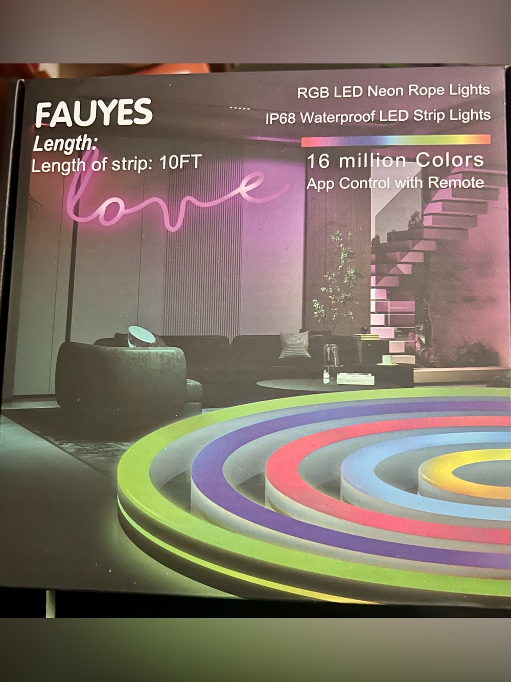 10FT Neon Rope Lights RGB Strip Lights Waterproof IP67 LED Lights Music Sync Rem